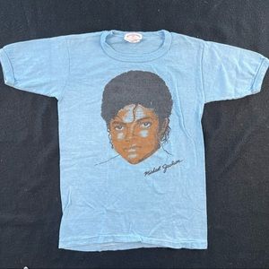 Vintage 80's Michael Jackson Baby Doll Crop Top T-Shirt Sz Youth L